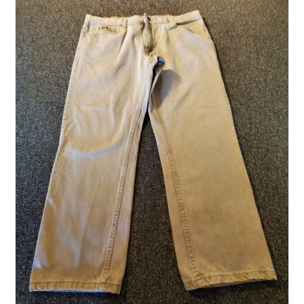 Lee Mens Denim Jeans 42x30 Regular Fit Khaki Tan Straight Leg 100% Cotton